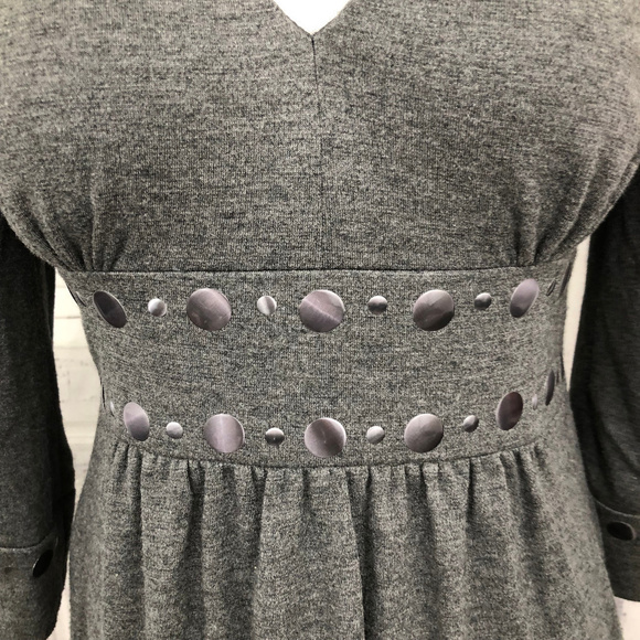 David Meister 4 Gray V Neck Studded Dress Sheath - Picture 3 of 8